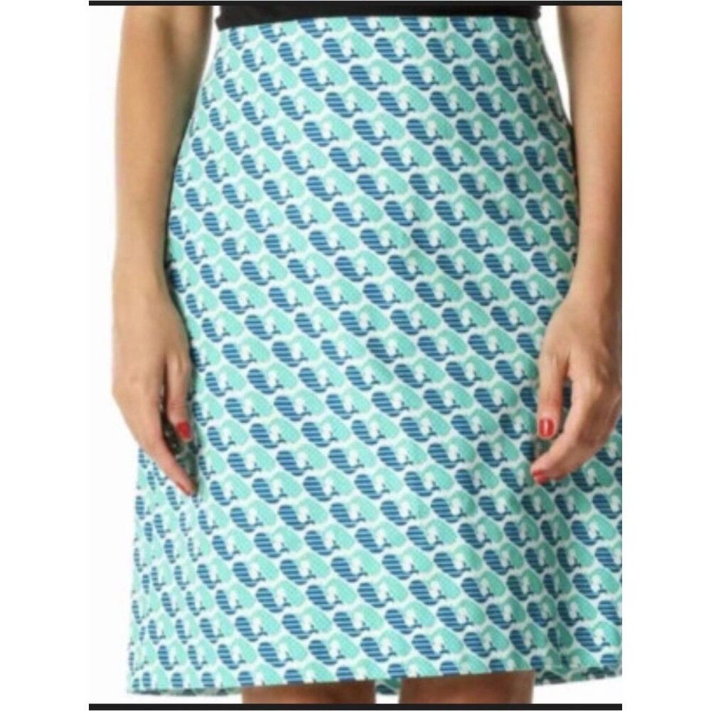 Talbots Aqua and Navy Whale A-Line Skirt